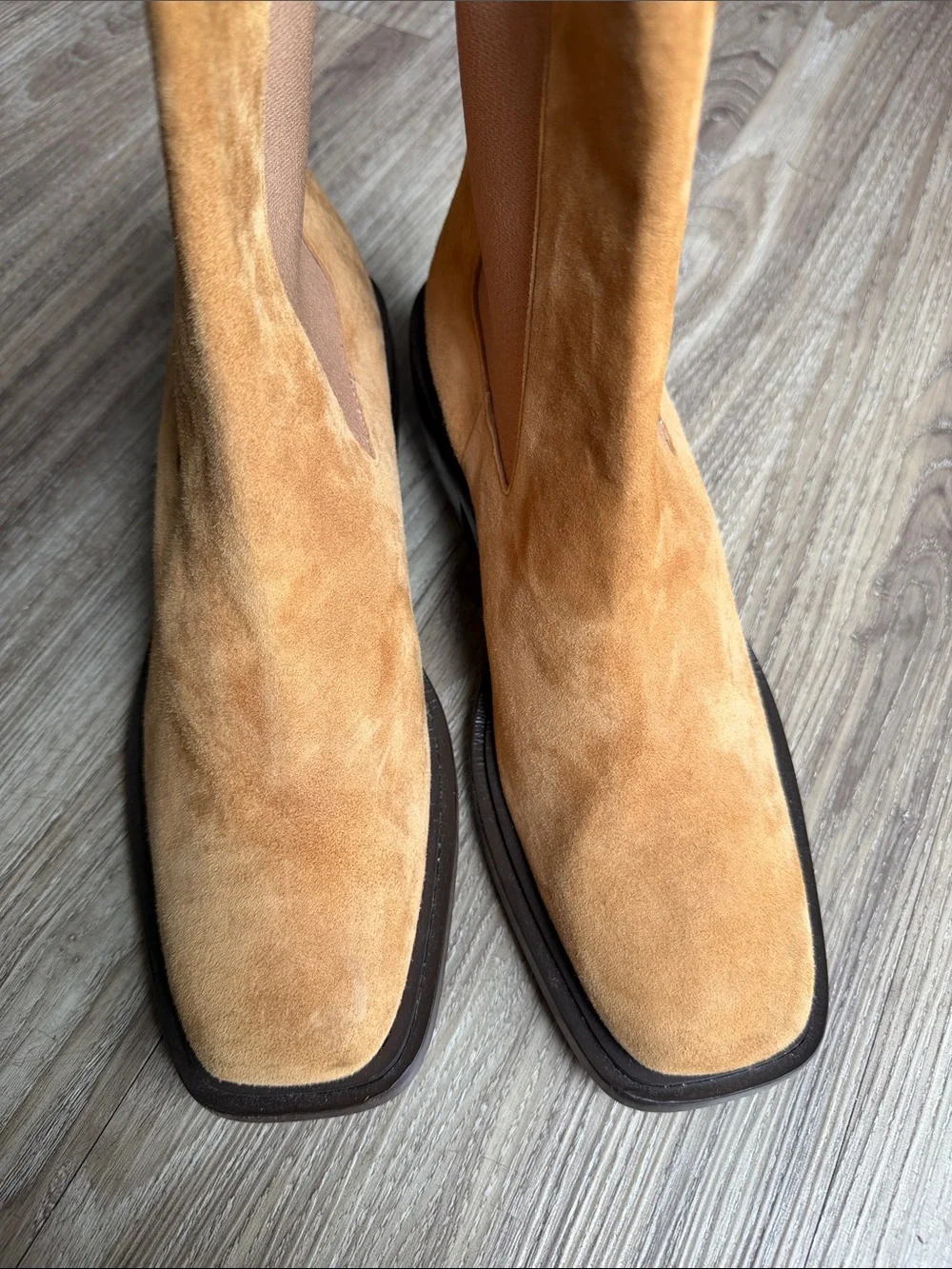Frame Denim Le Fenton Suede Leather Ankle Booties with Elastic Panels